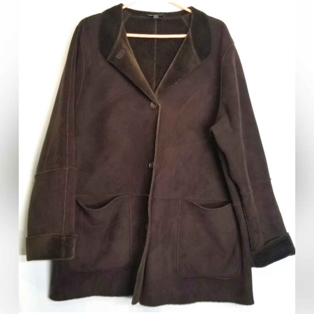Aeros chocolate brown XL coat faux shearling faux suede jacket